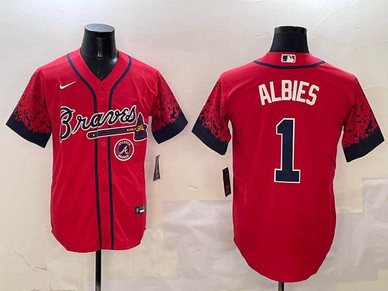 Men Atlanta Braves #1 Albies Red Fashion Game 2025 Nike MLB Jersey style 5->atlanta braves->MLB Jersey